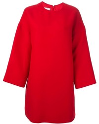 rotes Wollgerade geschnittenes kleid von Valentino