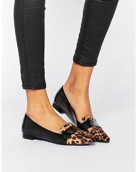 schwarze Ballerinas mit Leopardenmuster