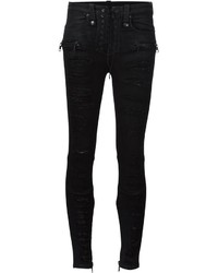 schwarze enge Jeans aus Baumwolle mit Destroyed-Effekten