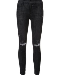 schwarze enge Jeans aus Baumwolle mit Destroyed-Effekten von Frame