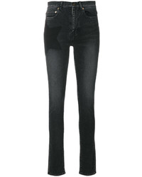 schwarze enge Jeans aus Baumwolle mit Sternenmuster von Saint Laurent