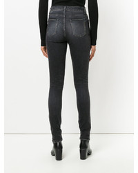 schwarze enge Jeans aus Baumwolle mit Sternenmuster von Saint Laurent