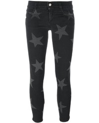 schwarze enge Jeans aus Baumwolle mit Sternenmuster von Stella McCartney