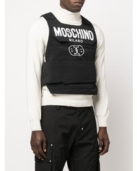 schwarze bedruckte ärmellose Jacke von Moschino