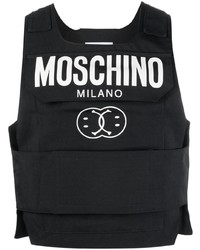 schwarze bedruckte ärmellose Jacke von Moschino