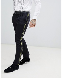 schwarze bedruckte Anzughose von Twisted Tailor