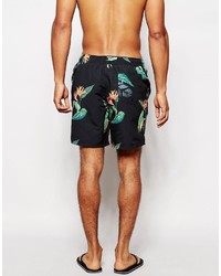 schwarze bedruckte Badeshorts von Asos