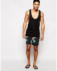 schwarze bedruckte Badeshorts von Asos