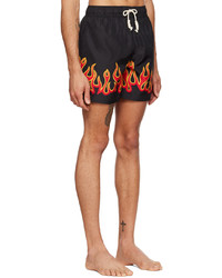 schwarze bedruckte Badeshorts von Palm Angels