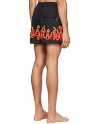 schwarze bedruckte Badeshorts von Palm Angels