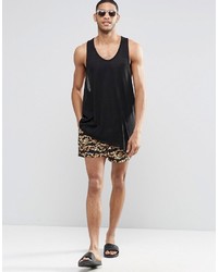 schwarze bedruckte Badeshorts von Asos