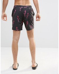 schwarze bedruckte Badeshorts von Asos