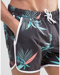 schwarze bedruckte Badeshorts von Asos