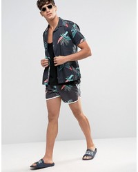 schwarze bedruckte Badeshorts von Asos