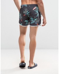 schwarze bedruckte Badeshorts von Asos