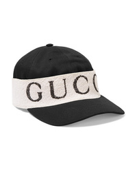 schwarze bedruckte Baseballkappe von Gucci