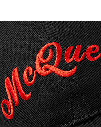 schwarze bedruckte Baseballkappe von Alexander McQueen