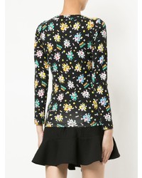 schwarze bedruckte Bluse mit Knöpfen von Hysteric Glamour