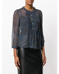 schwarze bedruckte Bluse mit Knöpfen von Isabel Marant Etoile