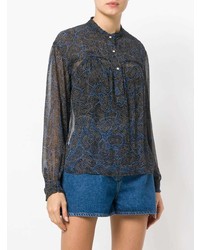 schwarze bedruckte Bluse mit Knöpfen von Isabel Marant Etoile