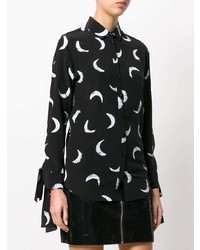 schwarze bedruckte Bluse mit Knöpfen von Saint Laurent