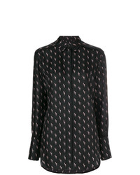schwarze bedruckte Bluse mit Knöpfen von Victoria Victoria Beckham