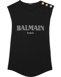 schwarze bedruckte Bluse von Balmain