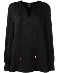 schwarze bedruckte Bluse von Class Roberto Cavalli