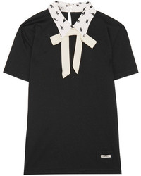 schwarze bedruckte Bluse von Miu Miu