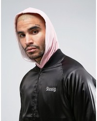 schwarze bedruckte Bomberjacke von Stussy