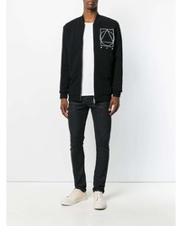 schwarze bedruckte Bomberjacke von McQ Alexander McQueen