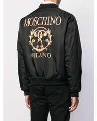 schwarze bedruckte Bomberjacke von Moschino