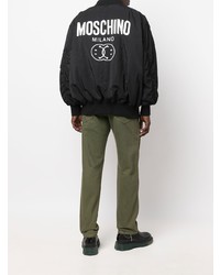 schwarze bedruckte Bomberjacke von Moschino