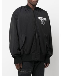 schwarze bedruckte Bomberjacke von Moschino