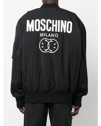 schwarze bedruckte Bomberjacke von Moschino