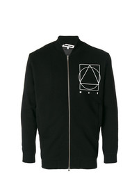 schwarze bedruckte Bomberjacke von McQ Alexander McQueen