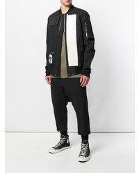 schwarze bedruckte Bomberjacke von Rick Owens DRKSHDW