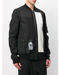 schwarze bedruckte Bomberjacke von Rick Owens DRKSHDW