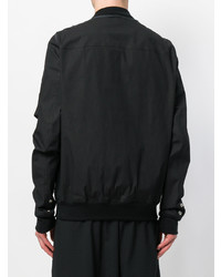 schwarze bedruckte Bomberjacke von Rick Owens DRKSHDW