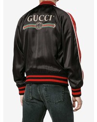 schwarze bedruckte Bomberjacke von Gucci