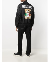 schwarze bedruckte Bomberjacke von Moschino