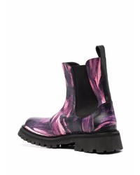 schwarze bedruckte Chelsea Boots aus Leder von Moschino