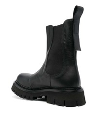 schwarze bedruckte Chelsea Boots aus Leder von Moschino