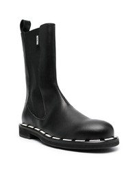 schwarze bedruckte Chelsea Boots aus Leder von Moschino