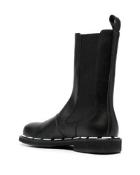 schwarze bedruckte Chelsea Boots aus Leder von Moschino