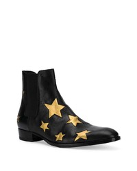 schwarze bedruckte Chelsea Boots aus Leder von Saint Laurent