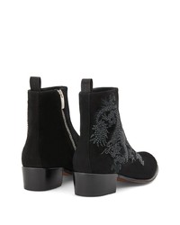 schwarze bedruckte Chelsea Boots aus Wildleder von Giuseppe Zanotti