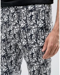 schwarze bedruckte Chinohose von Asos