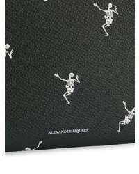 schwarze bedruckte Clutch Handtasche von Alexander McQueen