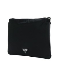 schwarze bedruckte Clutch Handtasche von Prada